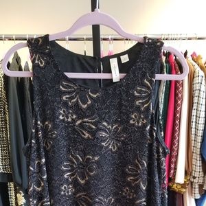 Black and gold lace dress